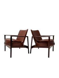 Two Mid-Century Modern Lounge Chairs by Ib Kofod-Larsen for Frõscher, 1970s